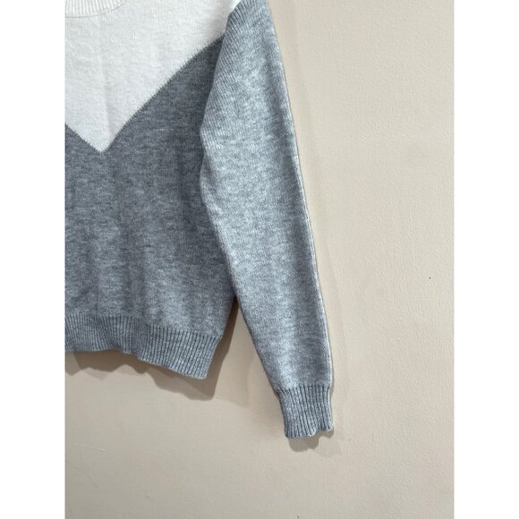 Shein Color block Sweater Womens M Gray Cream - Picture 4 of 5